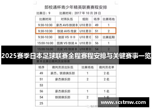 2025赛季日本足球联赛全程赛程安排与关键赛事一览